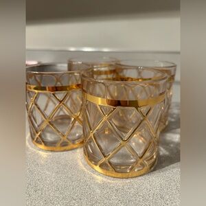 4 Altuzarra 18K Gold Lattice Low Ball Cocktail Glasses